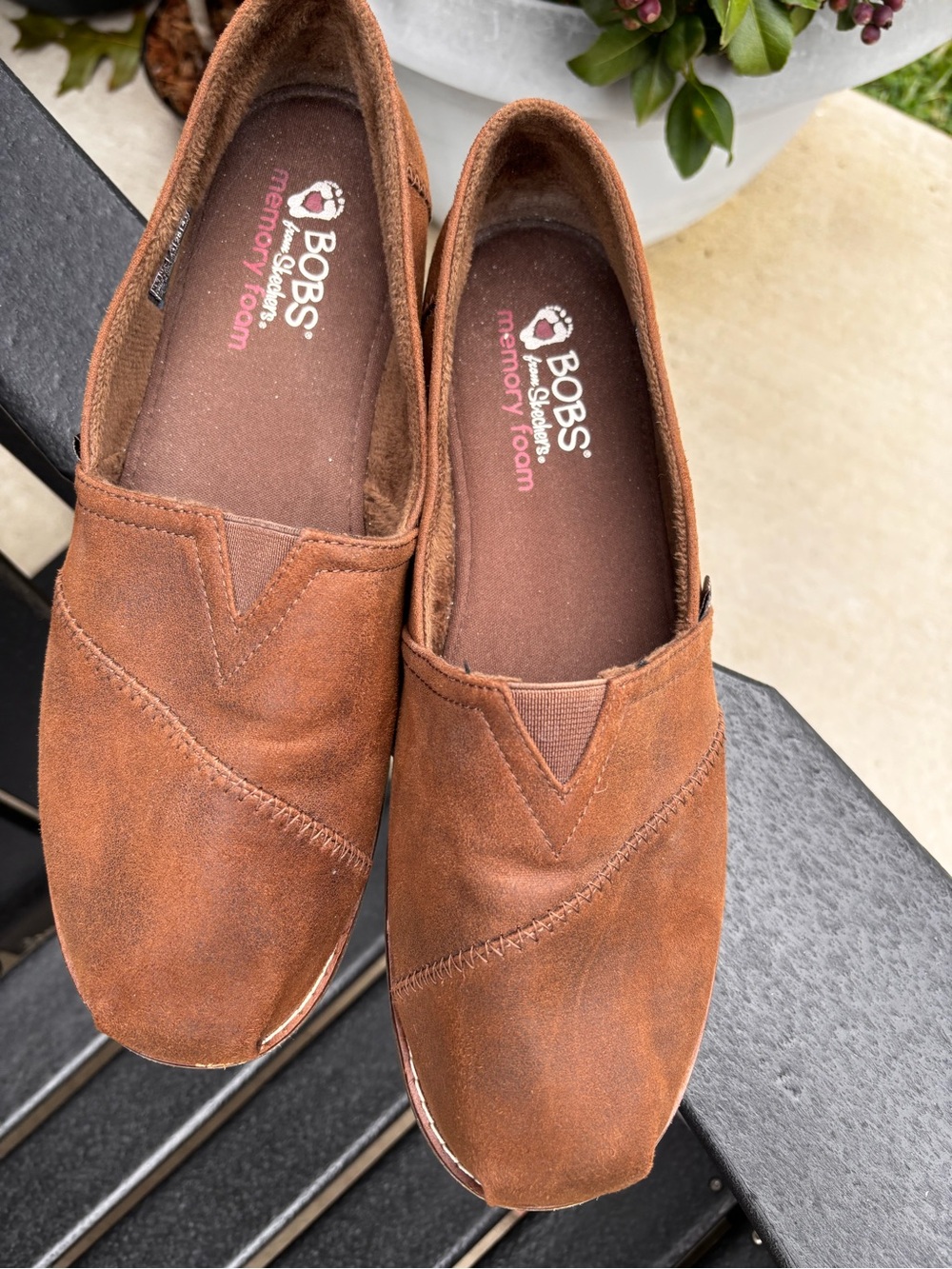 BOBS from Skechers Slip-On Loafers - Tan Brown with faux fur lining